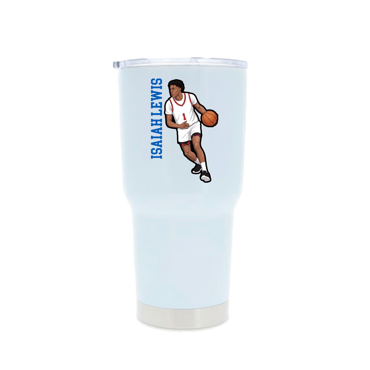 30oz Stainless Steel Tumbler — Name Vertical in White