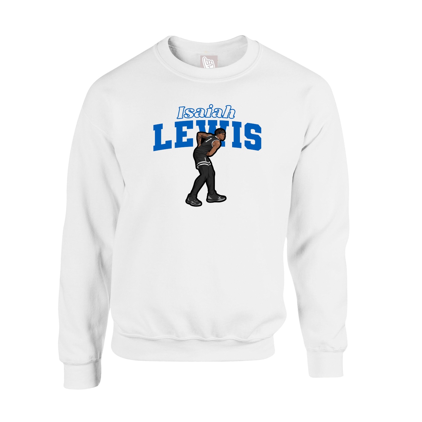 Fleece Crew — Name Arch in White