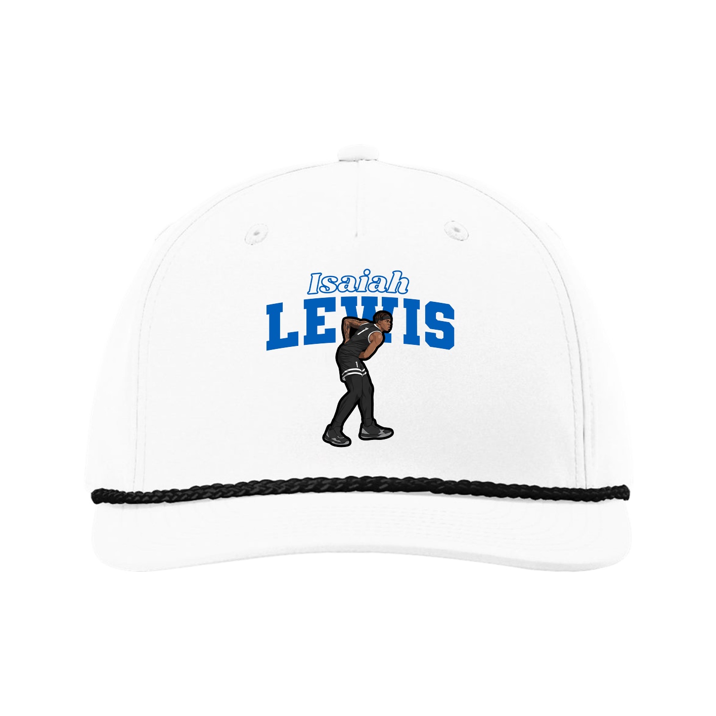Five-Panel Classic Rope Cap — Name Arch in White