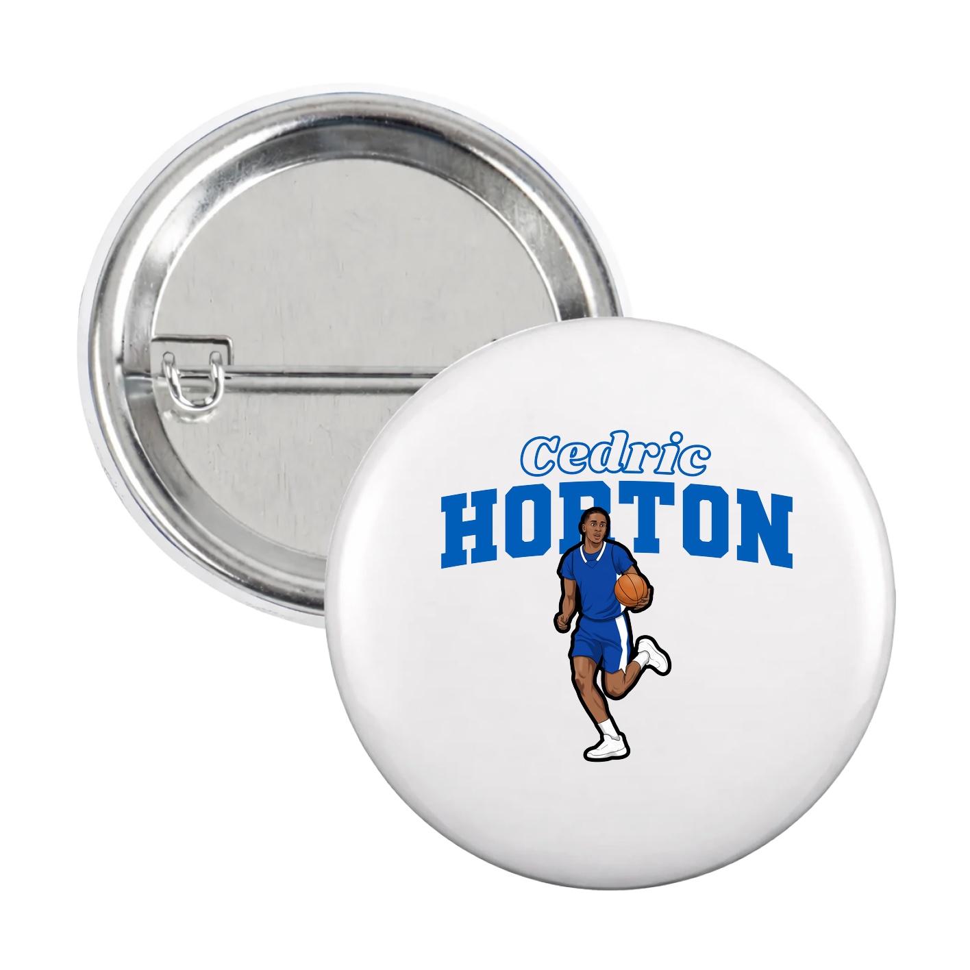 Game Day Button — Name Arch in White