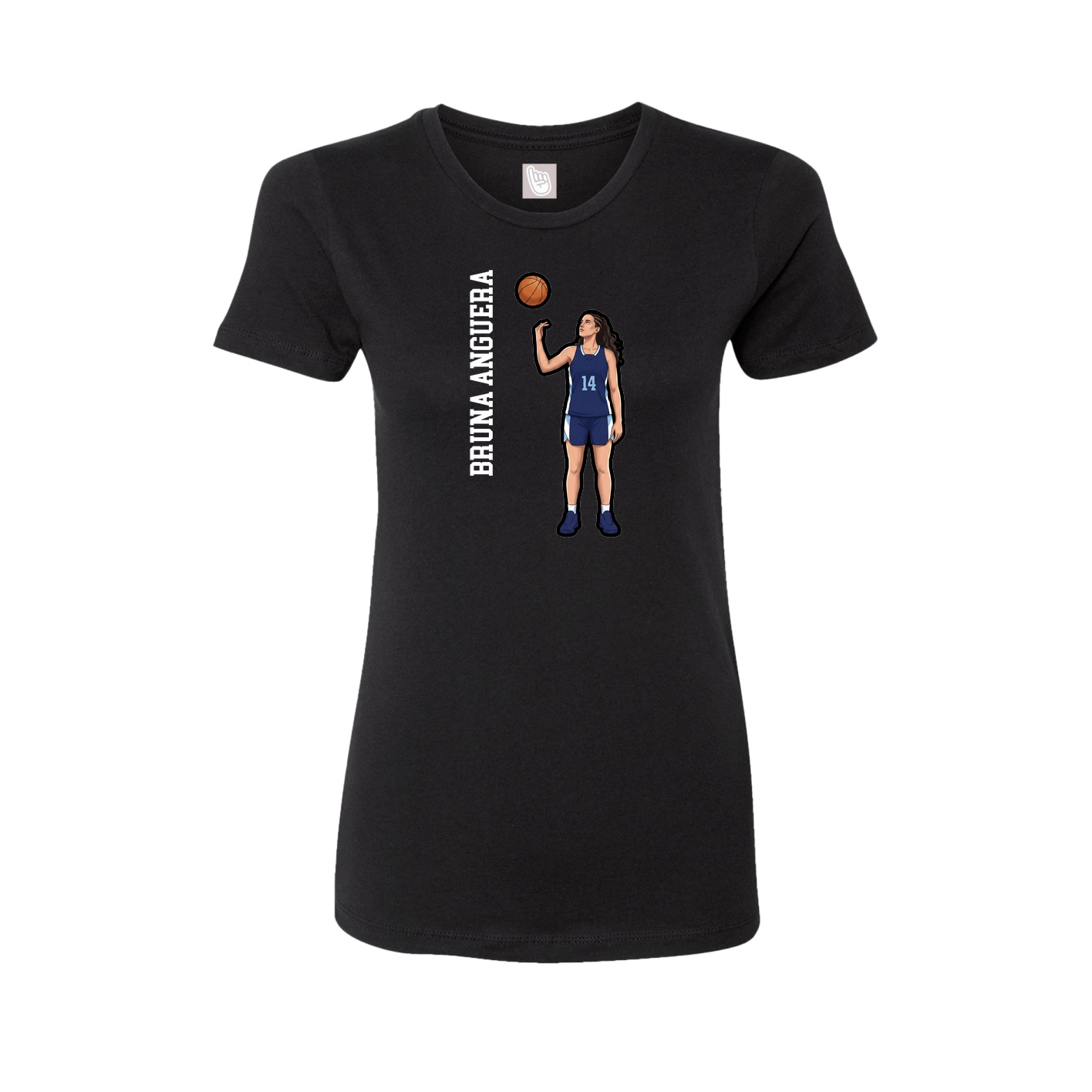 Fitted Women's Tee — Name Vertical in Black