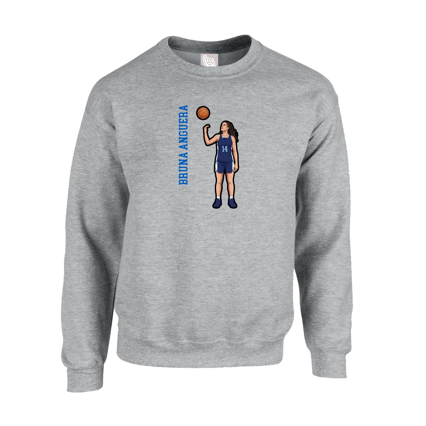 Fleece Crew — Name Vertical in Grey