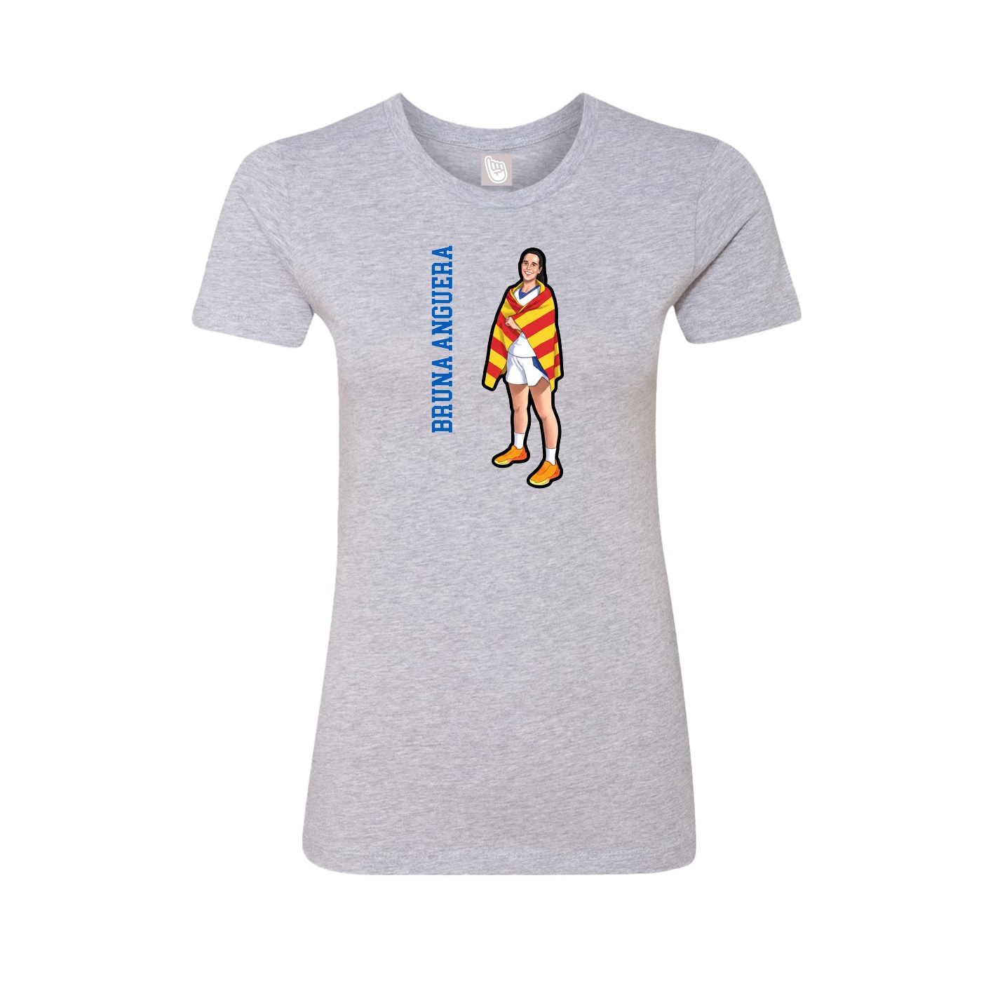 Fitted Women's Tee — Name Vertical in Grey