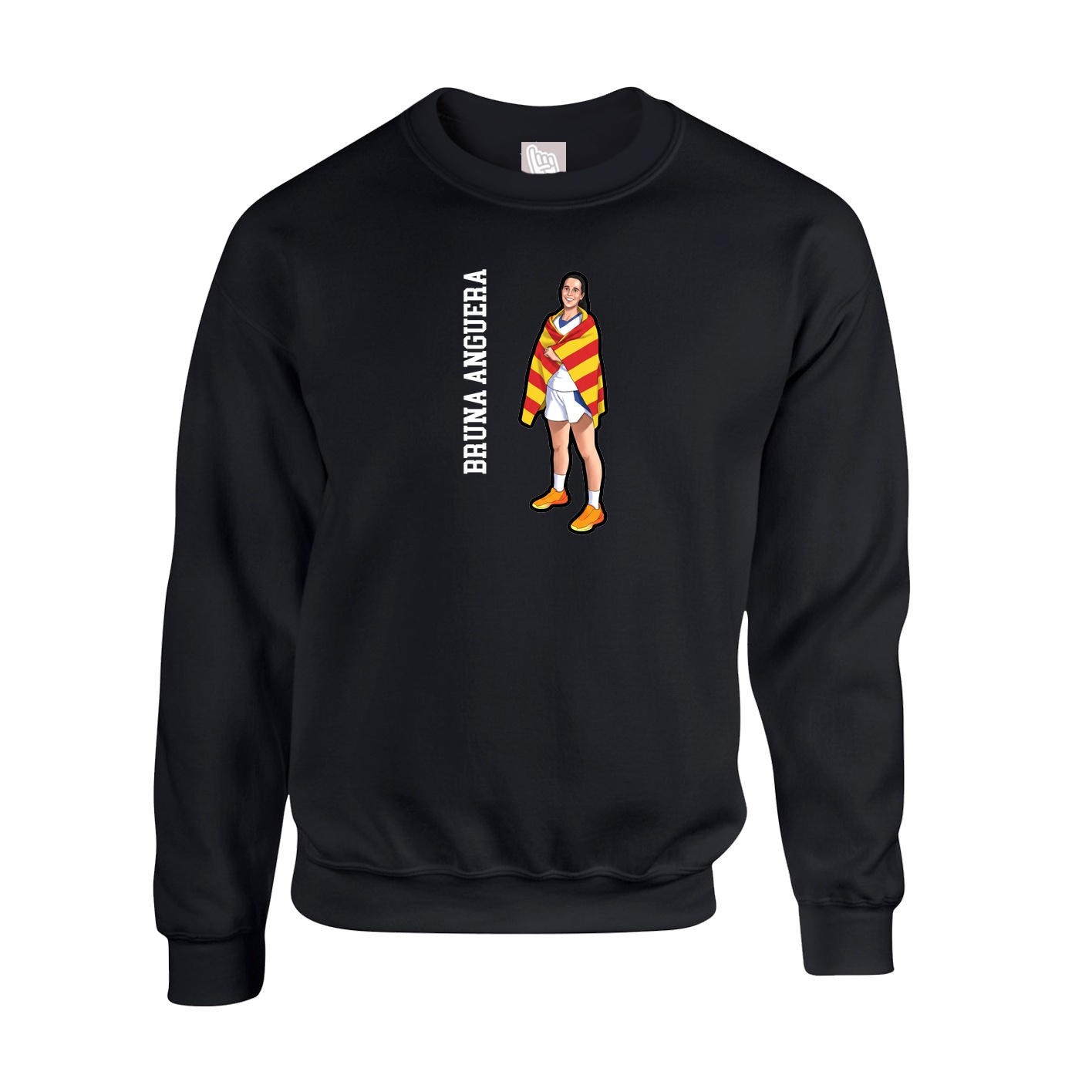 Fleece Crew — Name Vertical in Black