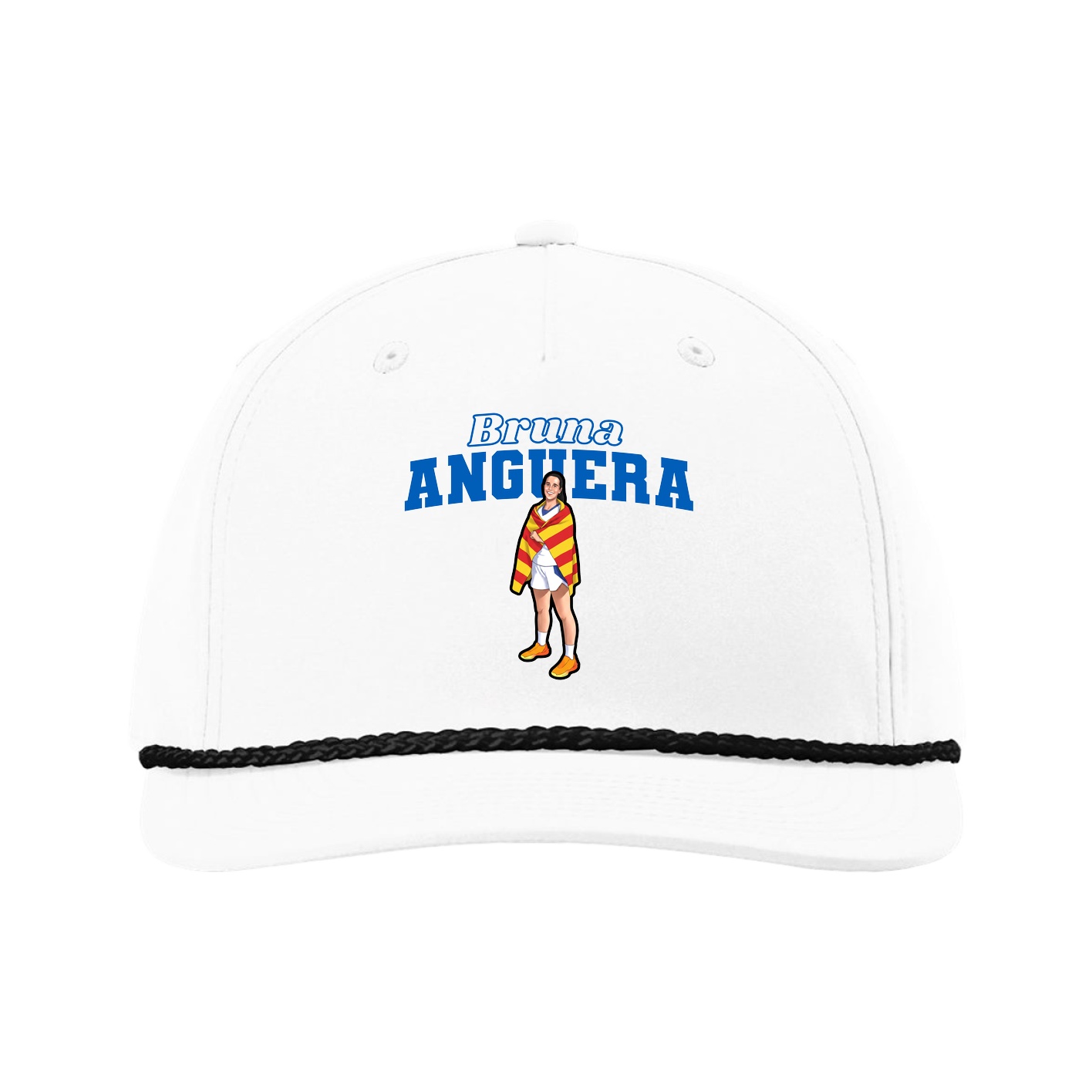 Five-Panel Classic Rope Cap — Name Arch in White