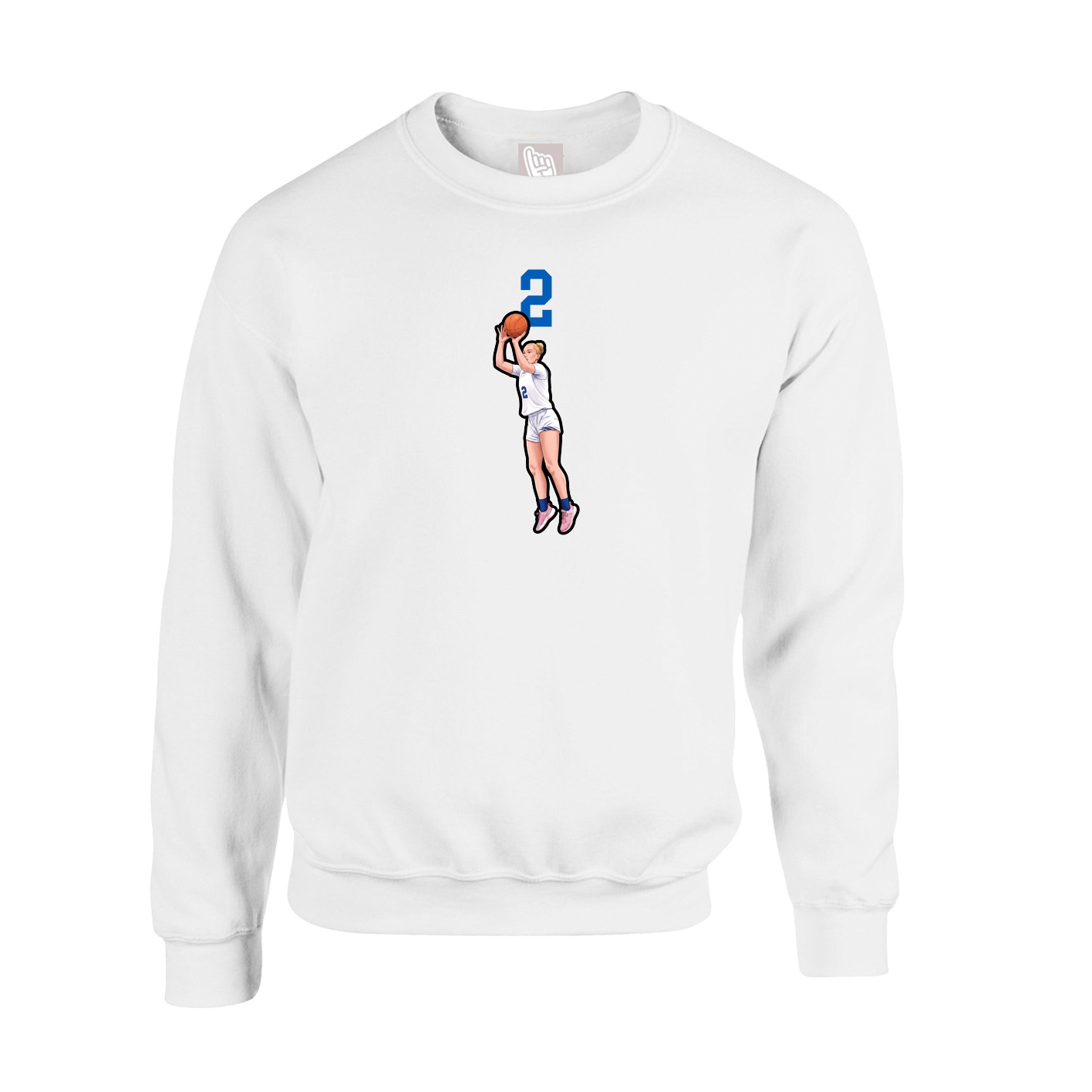 Fleece Crew — Number Top in White