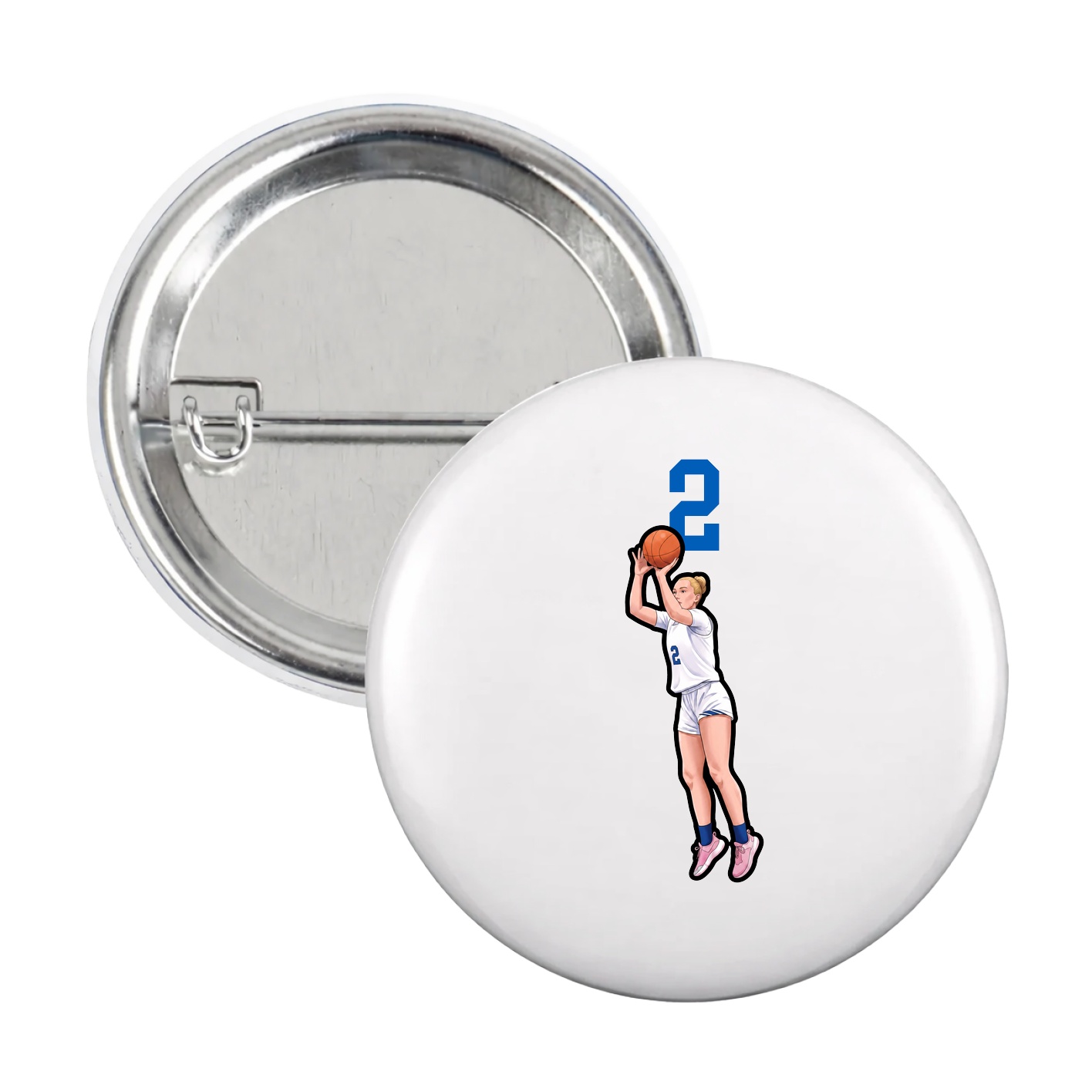 Game Day Button — Number Top in White