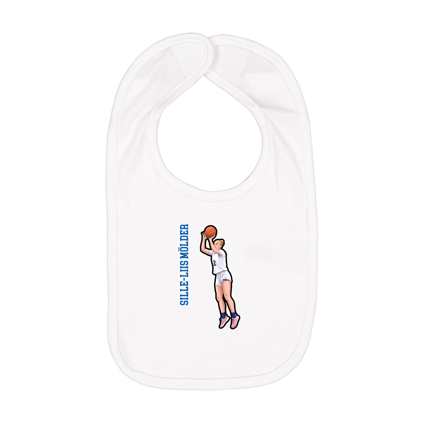 Infant Bib — Name Vertical in White