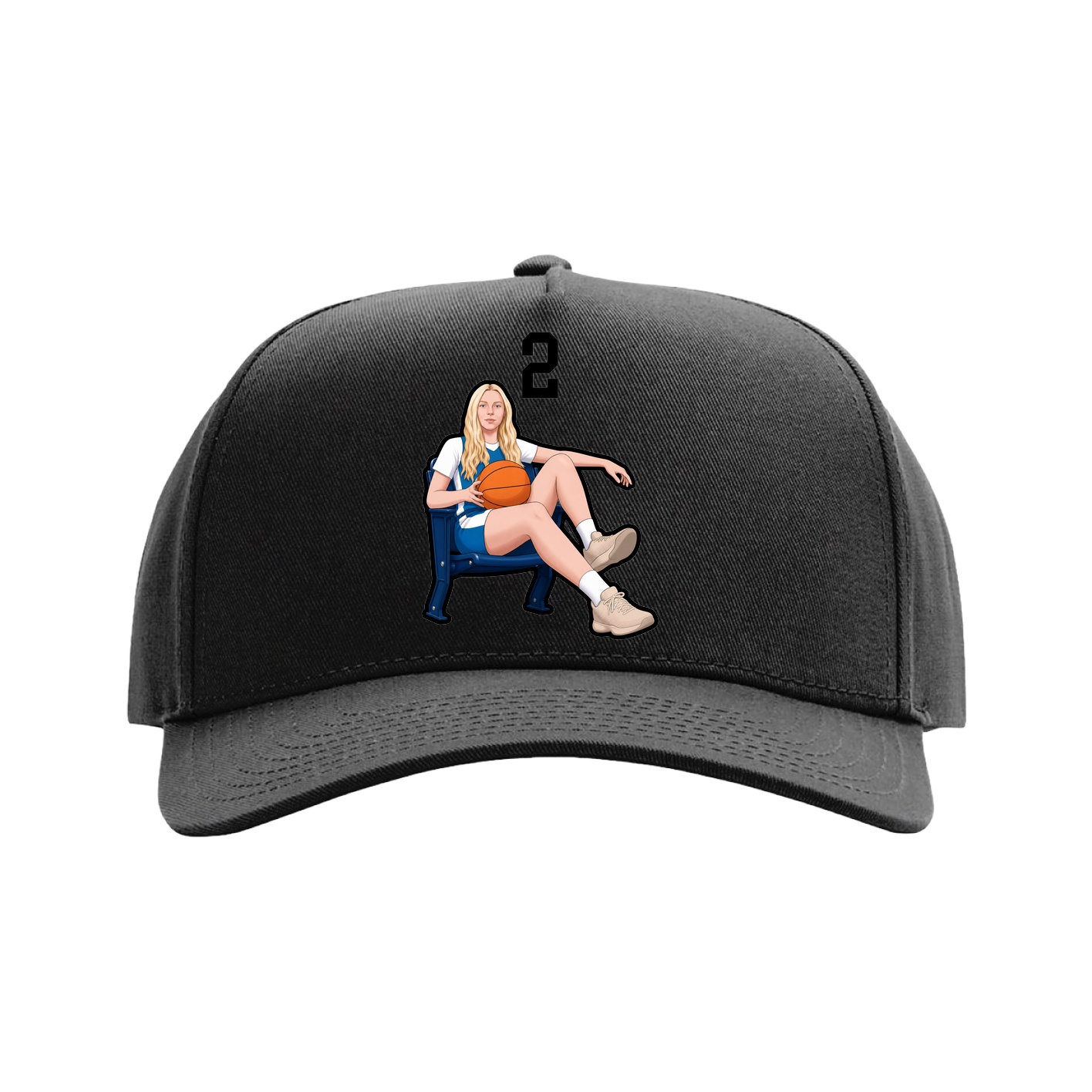 Full Fabric Five-Panel Champ Cap — Number Top in Black