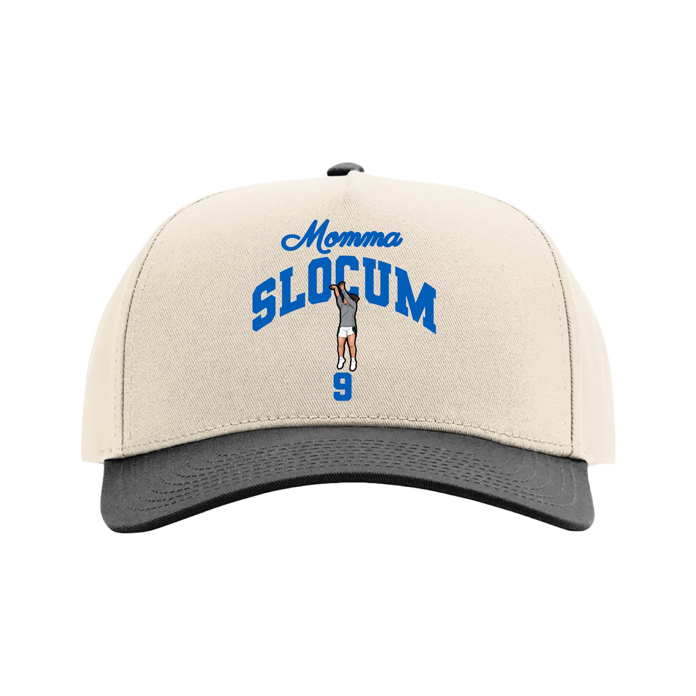 Full Fabric Five-Panel Champ Cap — Mothers Day Arch in Cream/Black