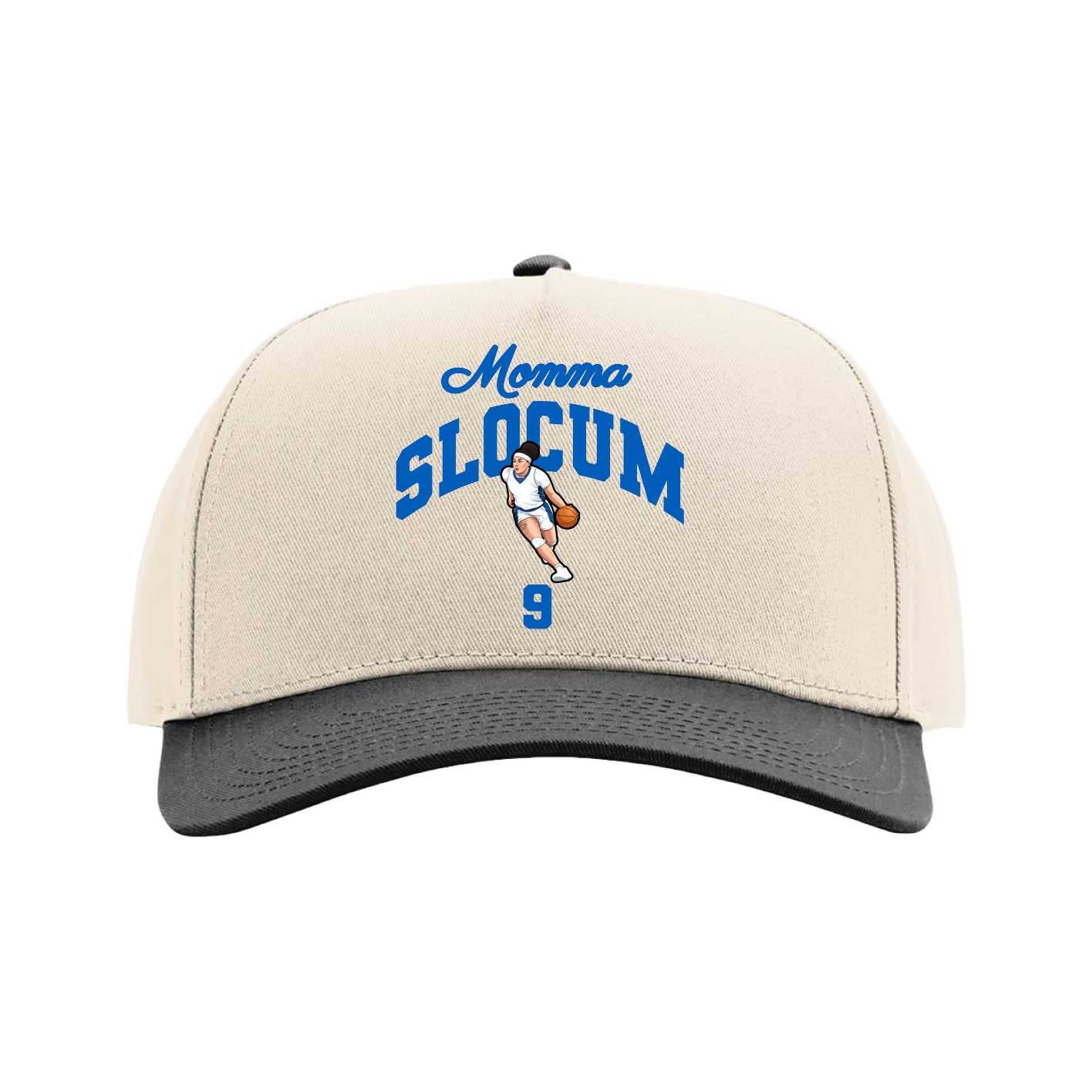Full Fabric Five-Panel Champ Cap — Mothers Day Arch in Cream/Black