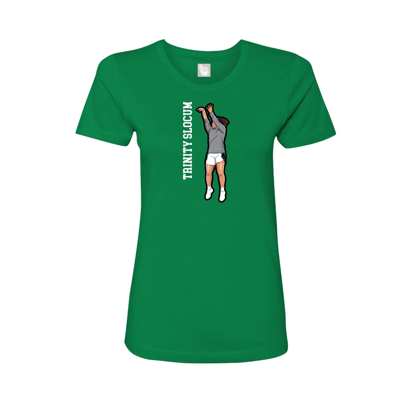 Fitted Women's Tee — Name Vertical in Green