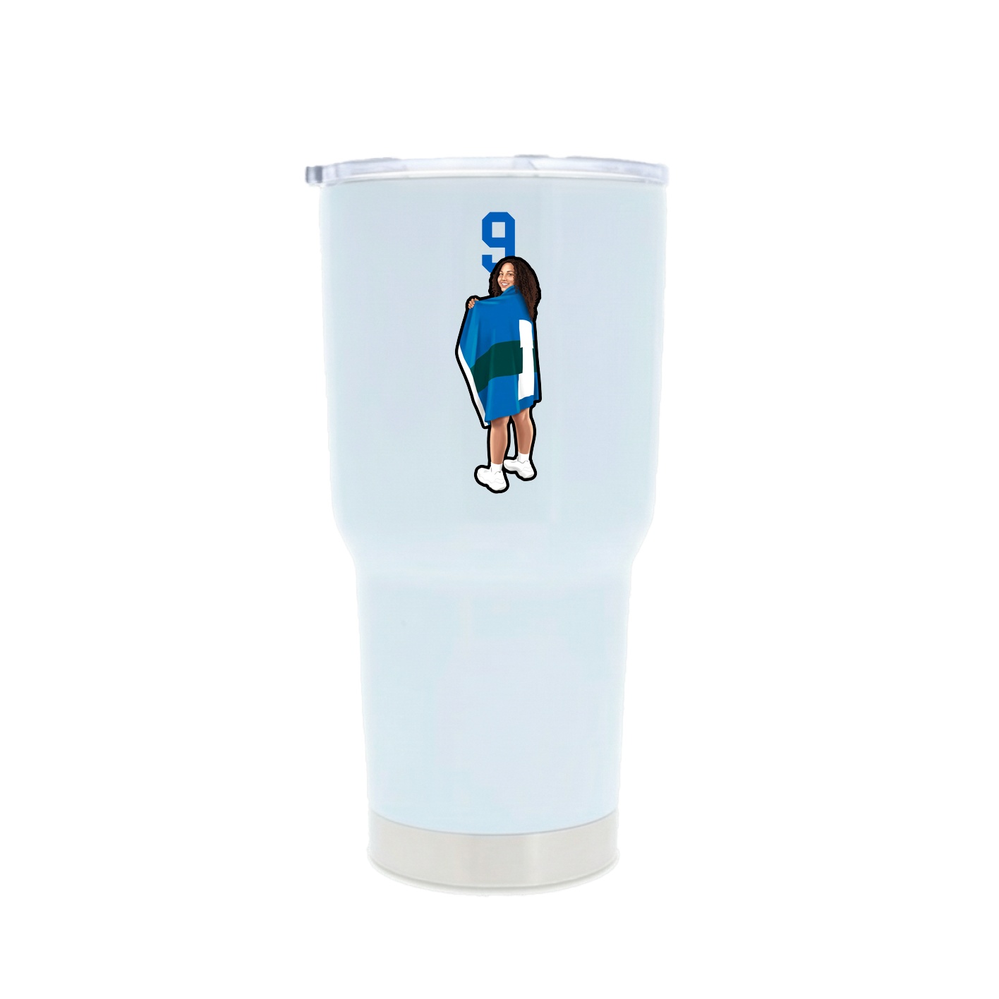 30oz Stainless Steel Tumbler — Number Top in White