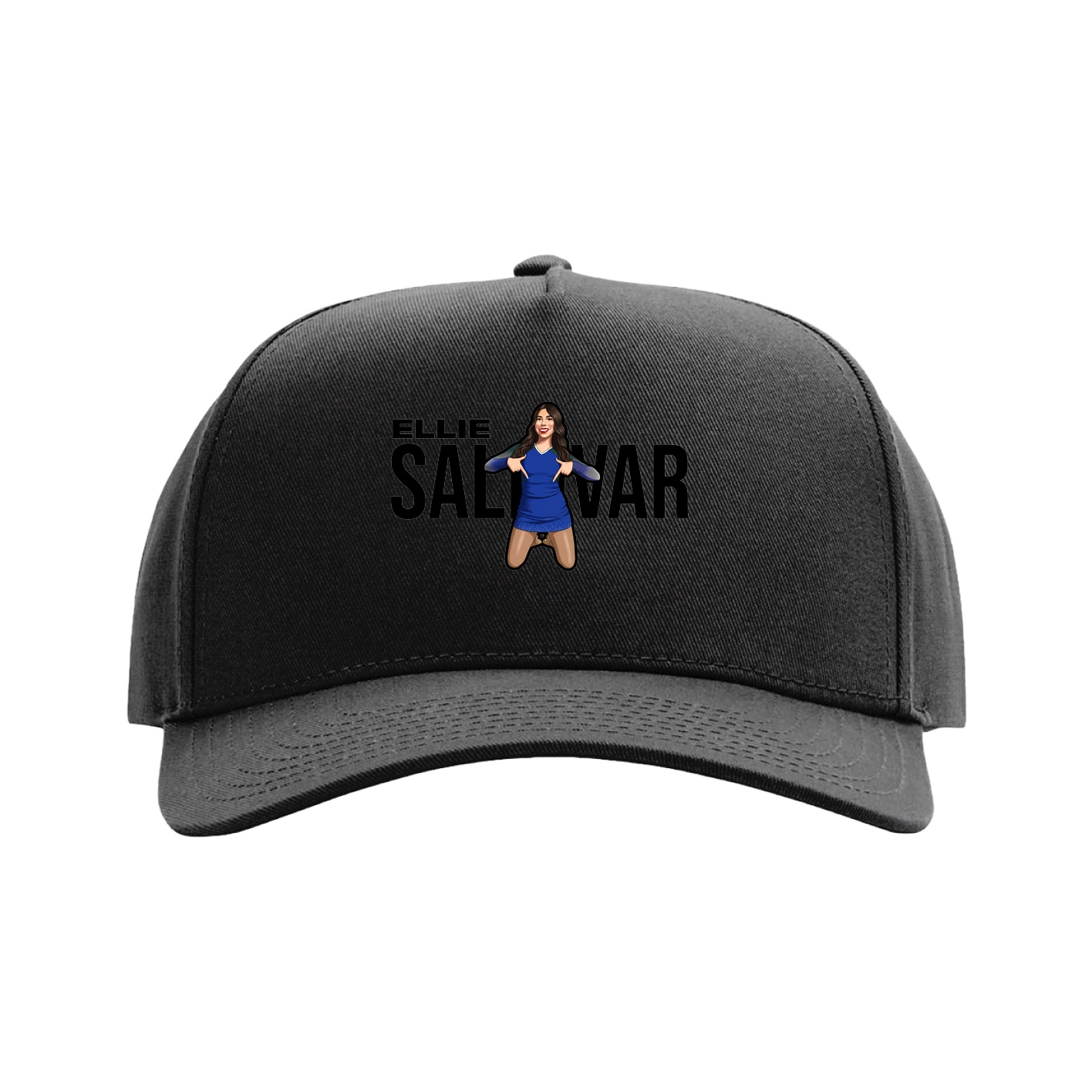 Full Fabric Five-Panel Champ Cap — Player Name in Black