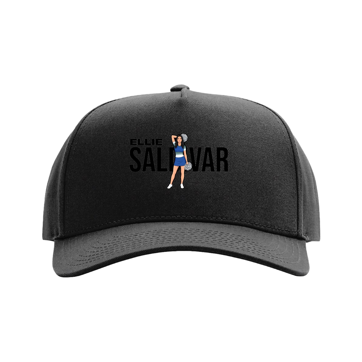 Full Fabric Five-Panel Champ Cap — Player Name in Black