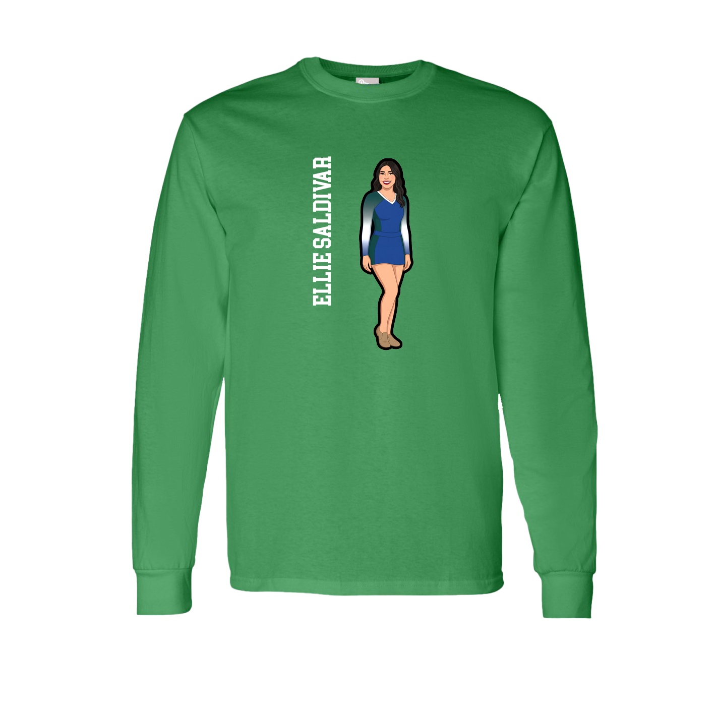 Long Sleeve Tee — Name Vertical in Green