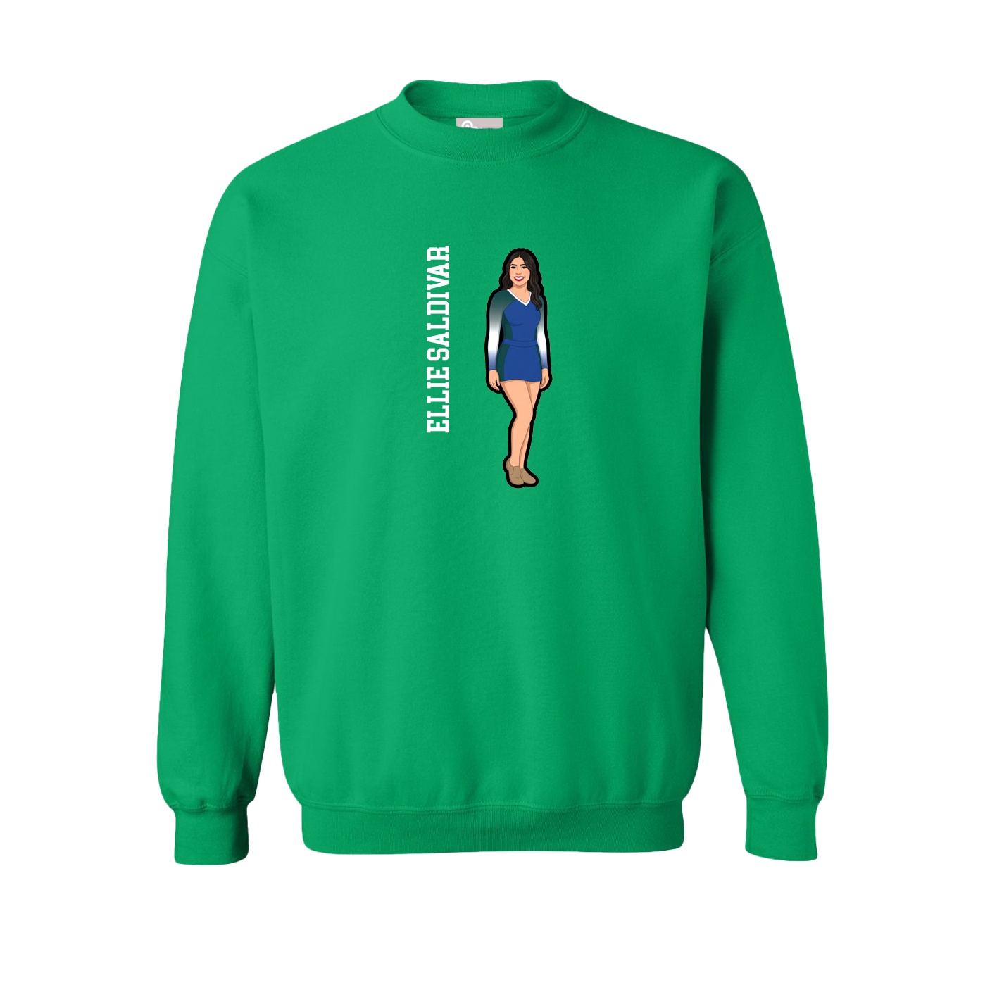 Fleece Crew — Name Vertical in Green