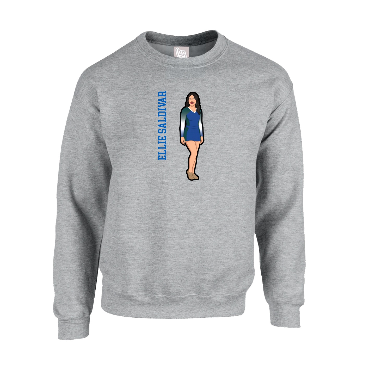 Fleece Crew — Name Vertical in Grey