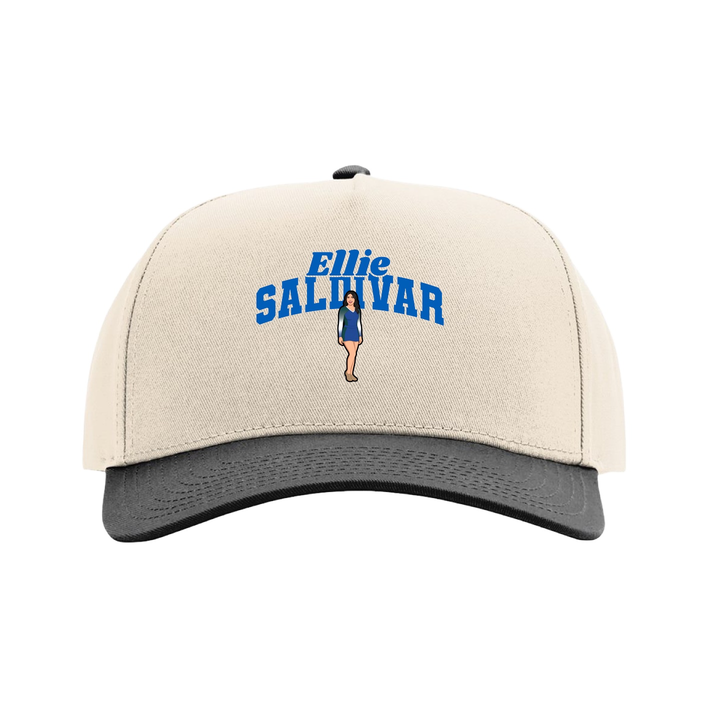 Full Fabric Five-Panel Champ Cap — Signature Arch in Cream/Black
