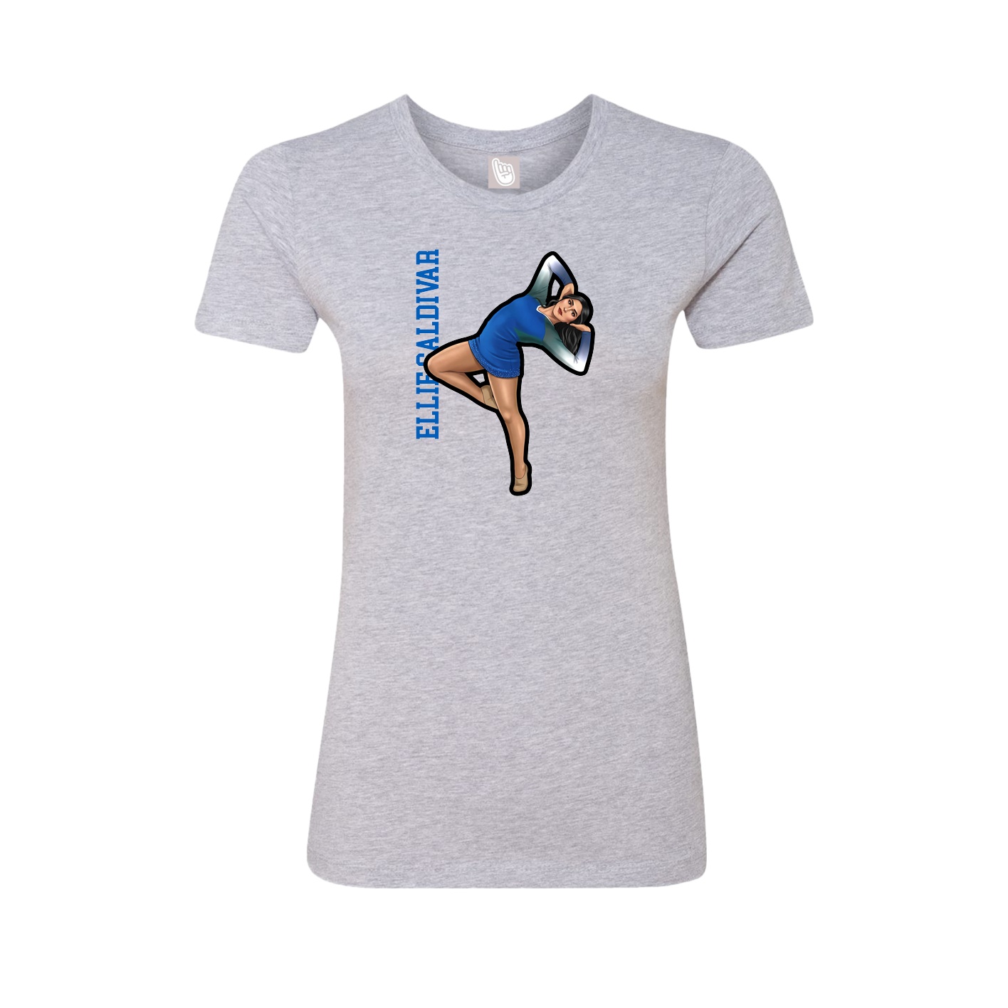 Womens Tee — Name Vertical in Grey