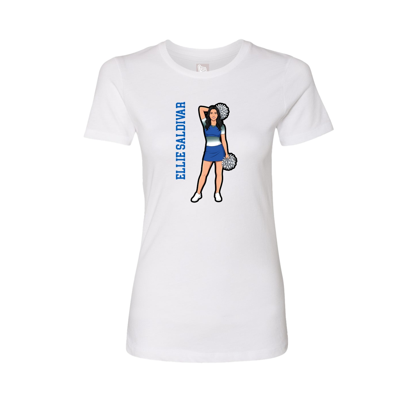 Fitted Women's Tee — Name Vertical in White