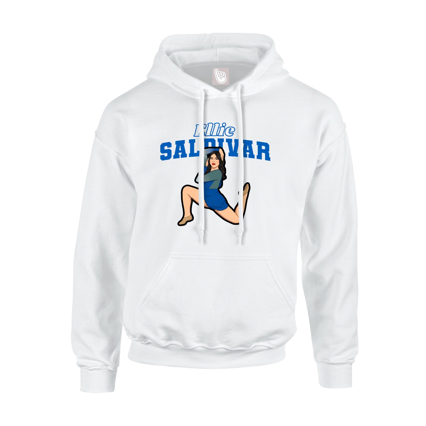 Youth Hoodie — Name Arch in White