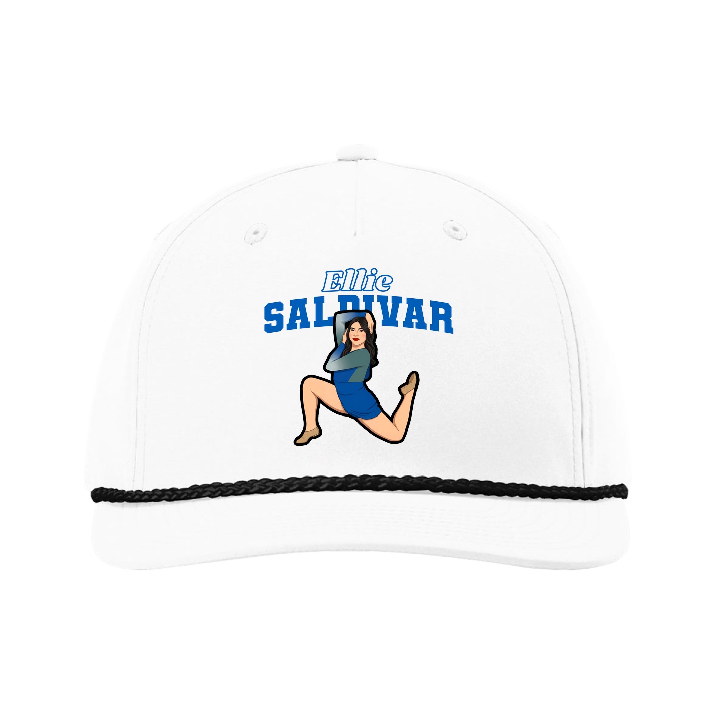 Five-Panel Classic Rope Cap — Name Arch in White