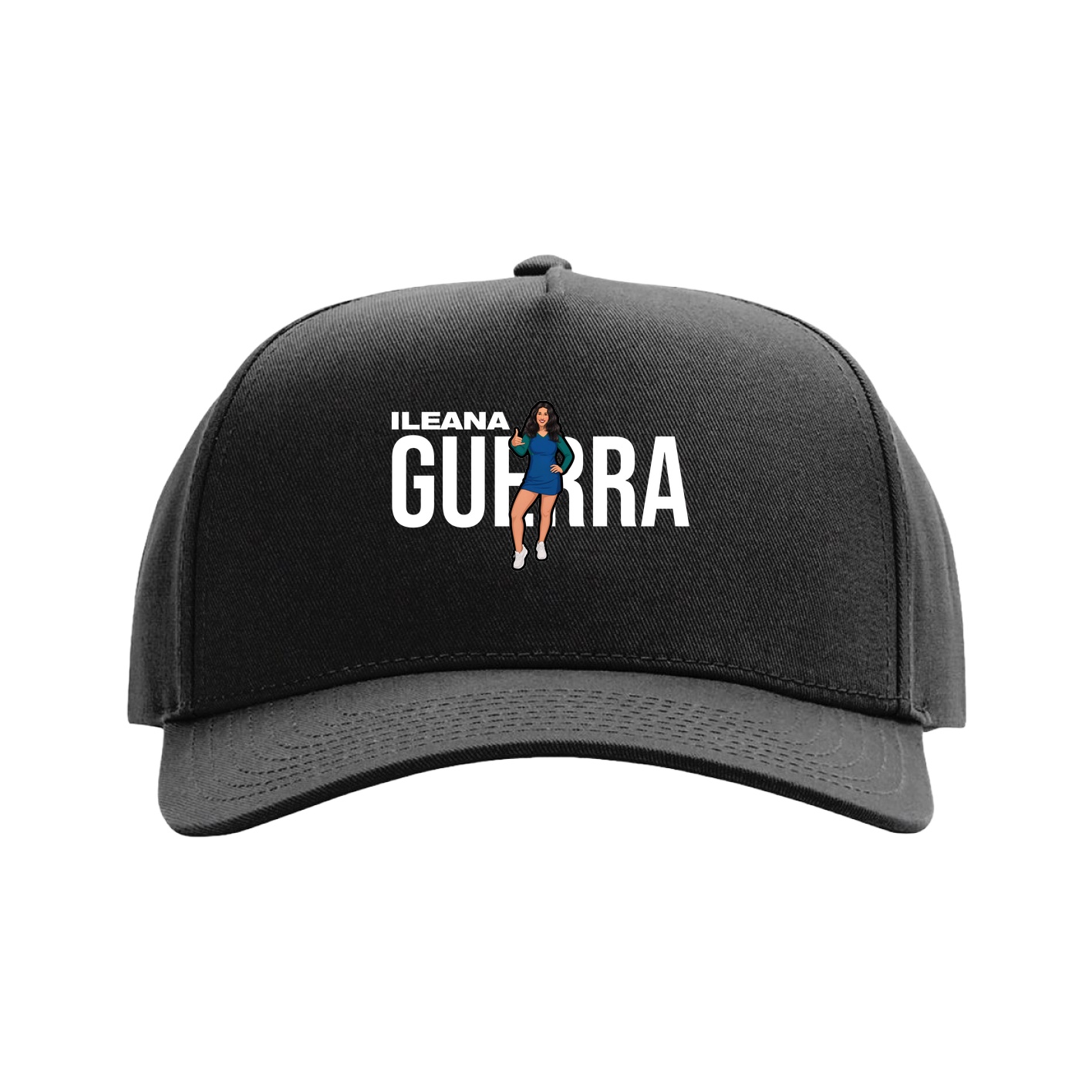 Full Fabric Five-Panel Champ Cap — Player Name in Black