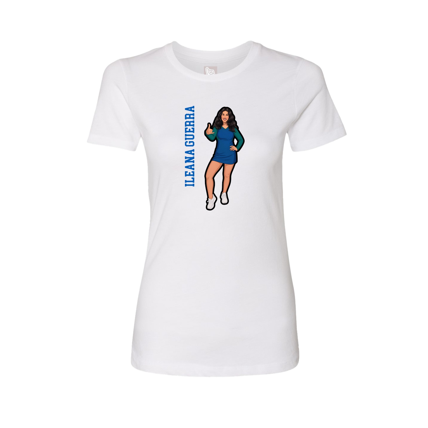 Fitted Women's Tee — Name Vertical in White