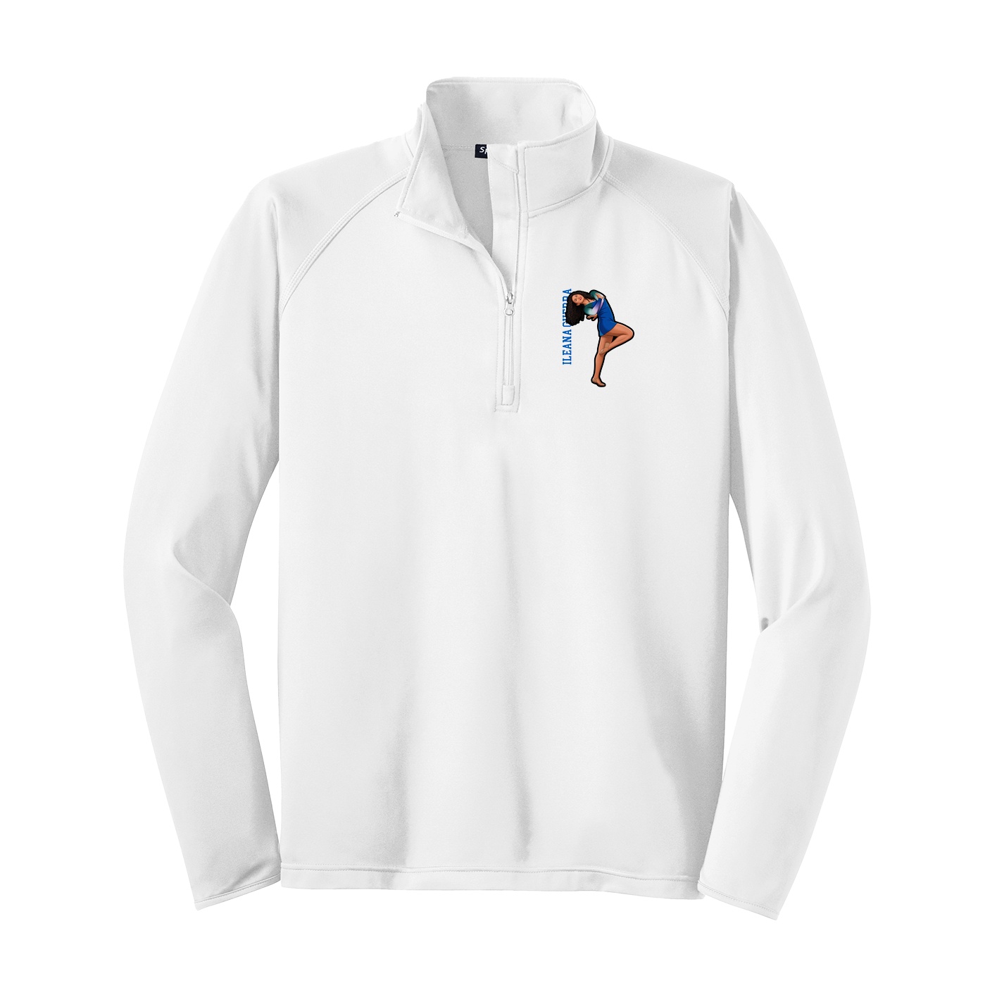 Q-Zip Pullover — Name Vertical in White