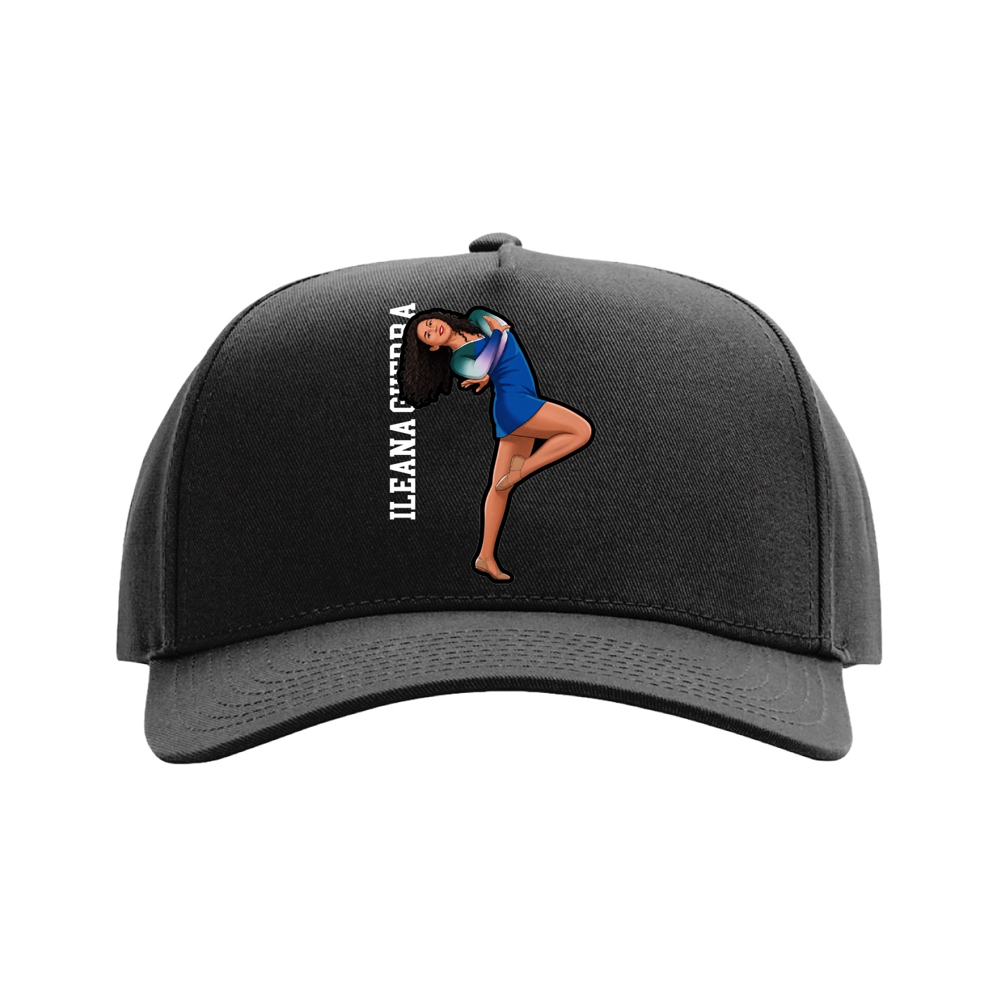 Full Fabric Five-Panel Champ Cap — Name Vertical in Black