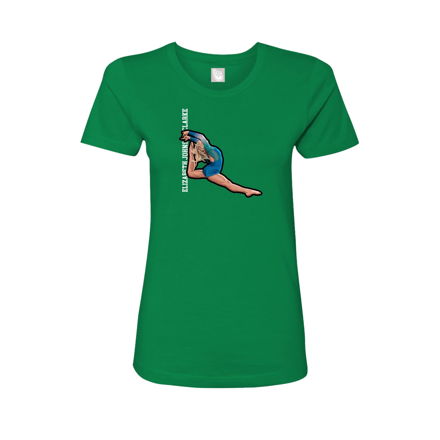 Fitted Women's Tee — Name Vertical in Green