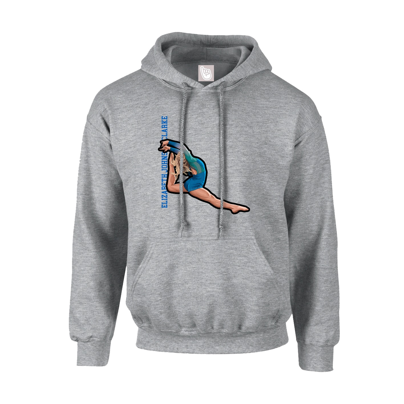 Hoodie — Name Vertical in Grey