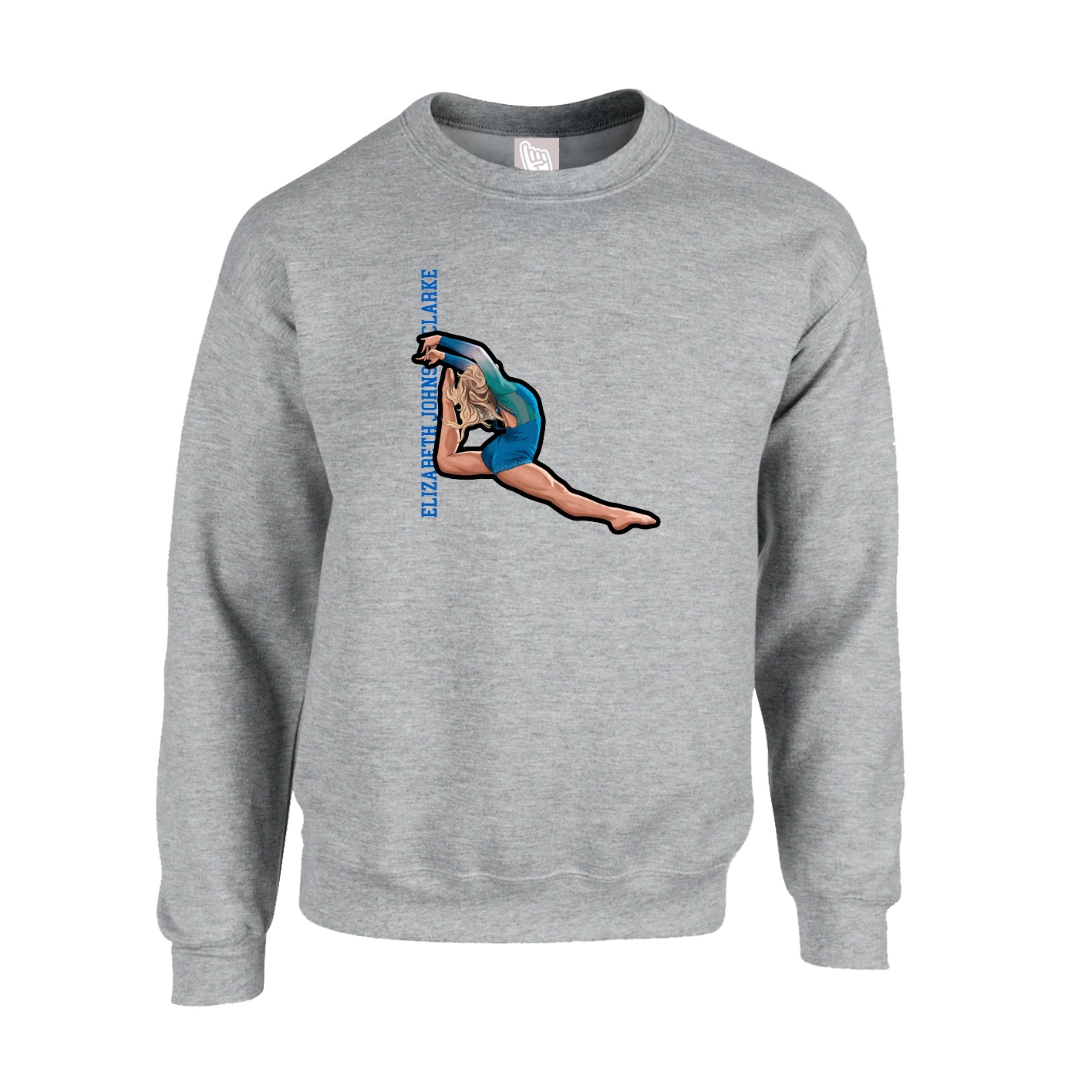 Fleece Crew — Name Vertical in Grey