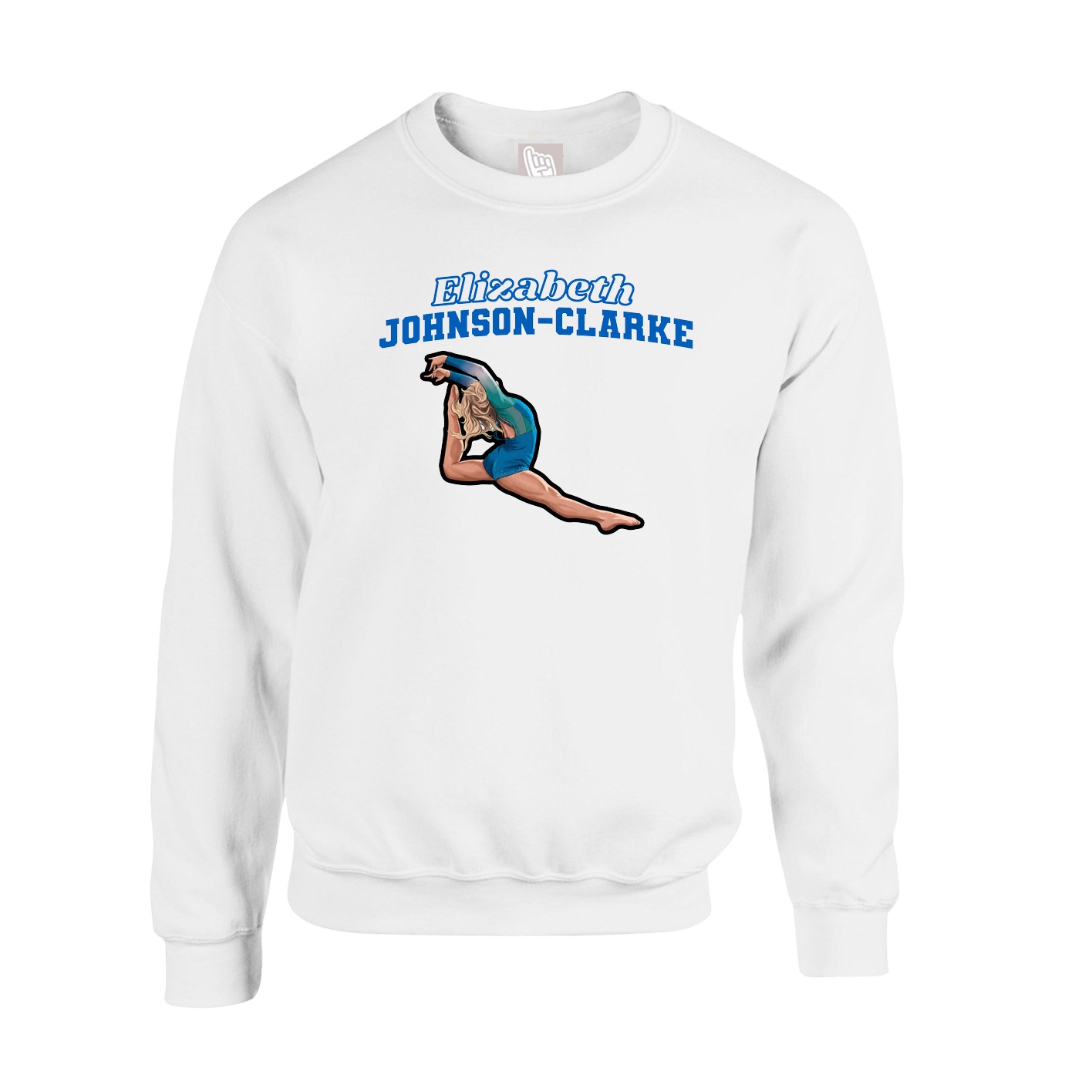 Fleece Crew — Name Arch in White