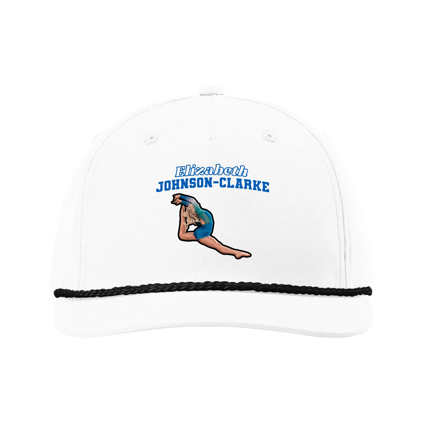 Five-Panel Classic Rope Cap — Name Arch in White