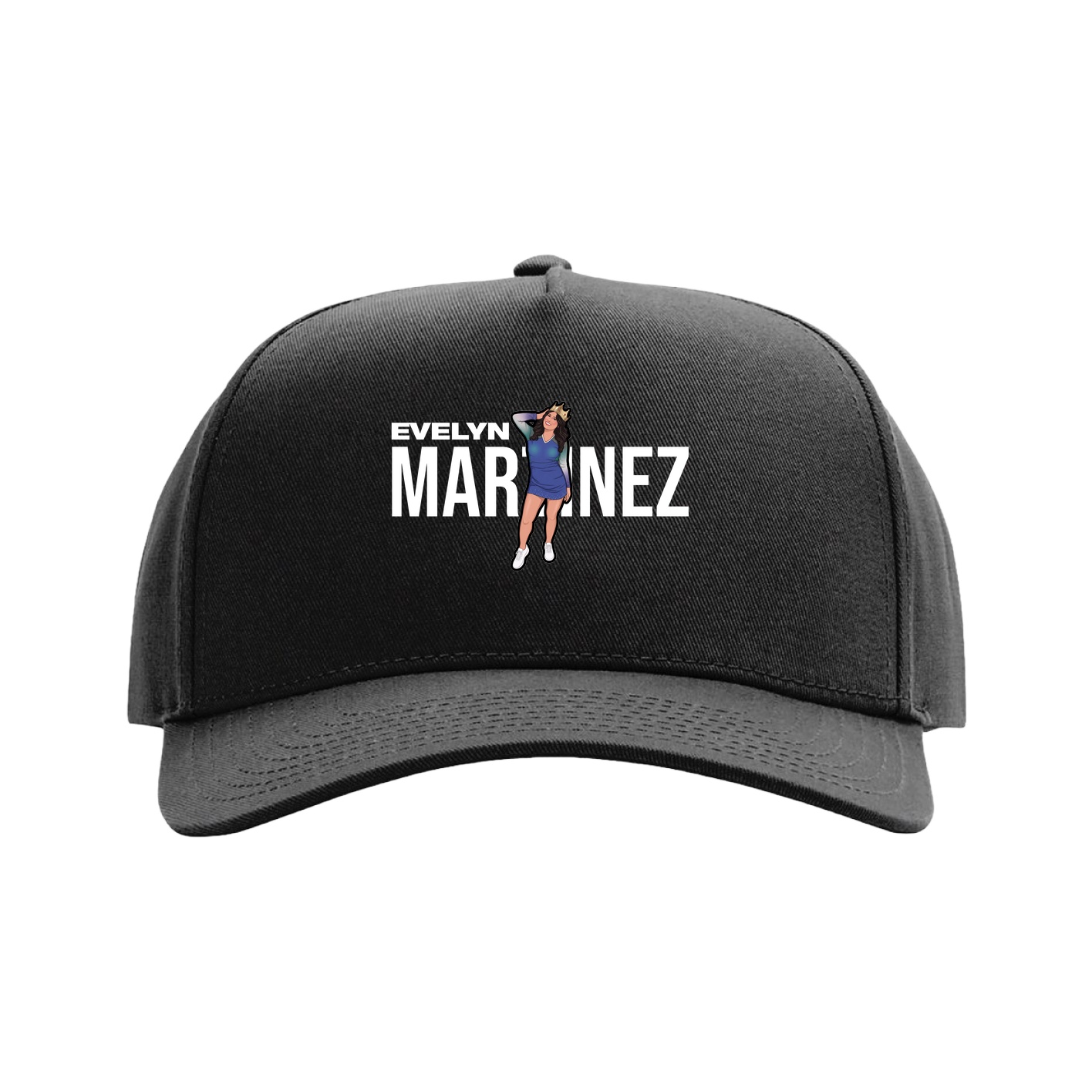 Full Fabric Five-Panel Champ Cap — Player Name in Black
