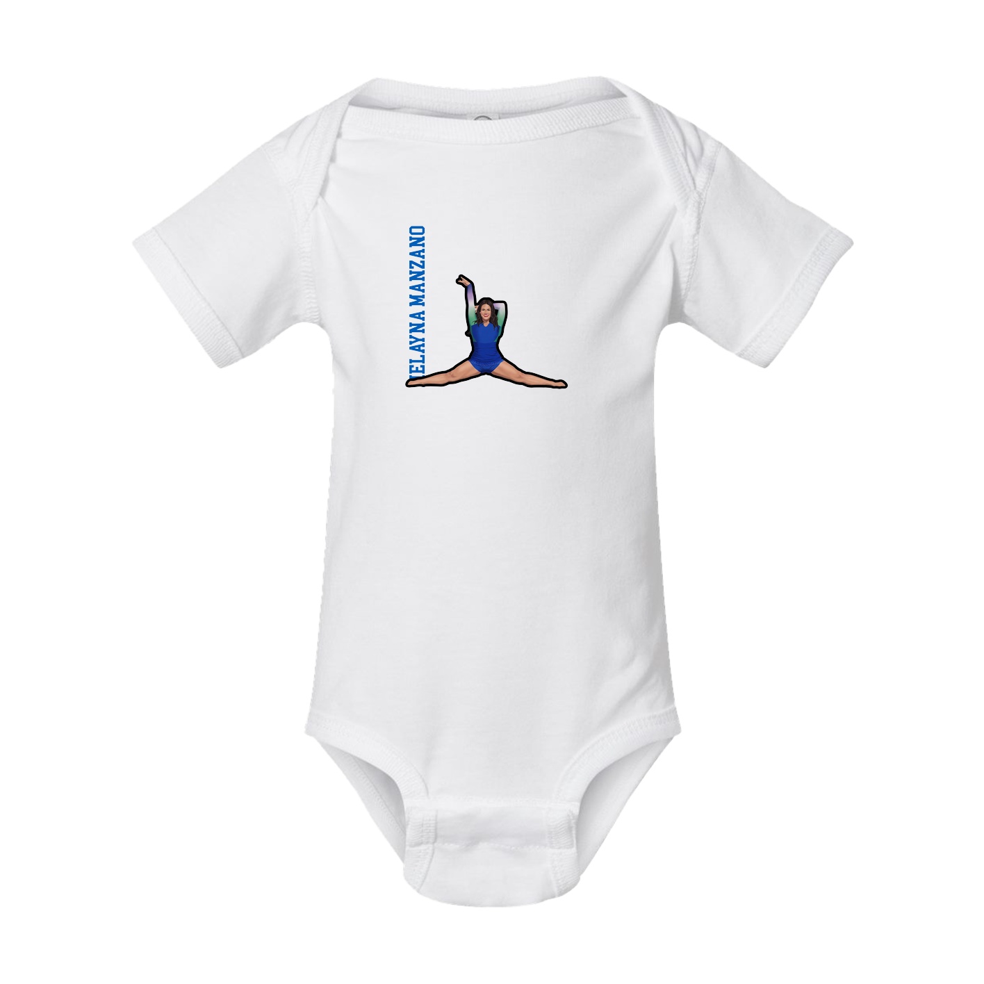 Baby Onesie — Name Vertical in White