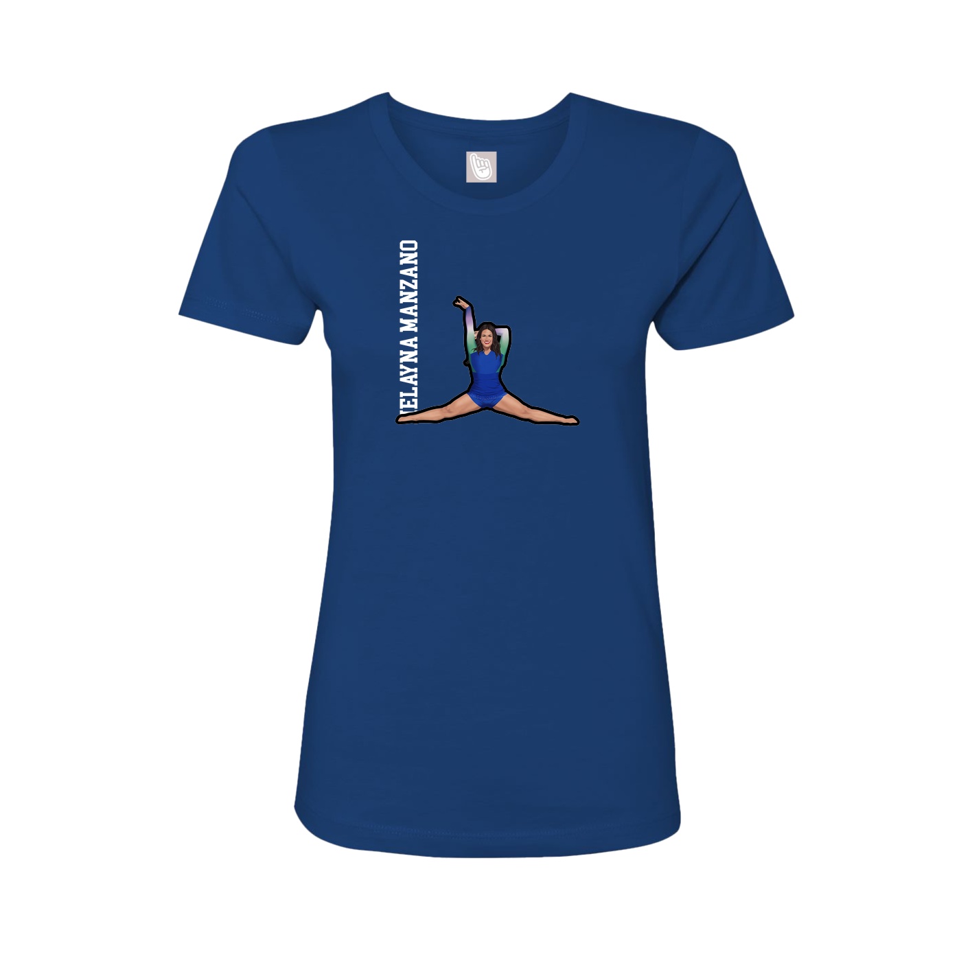 Fitted Women's Tee — Name Vertical in Royal