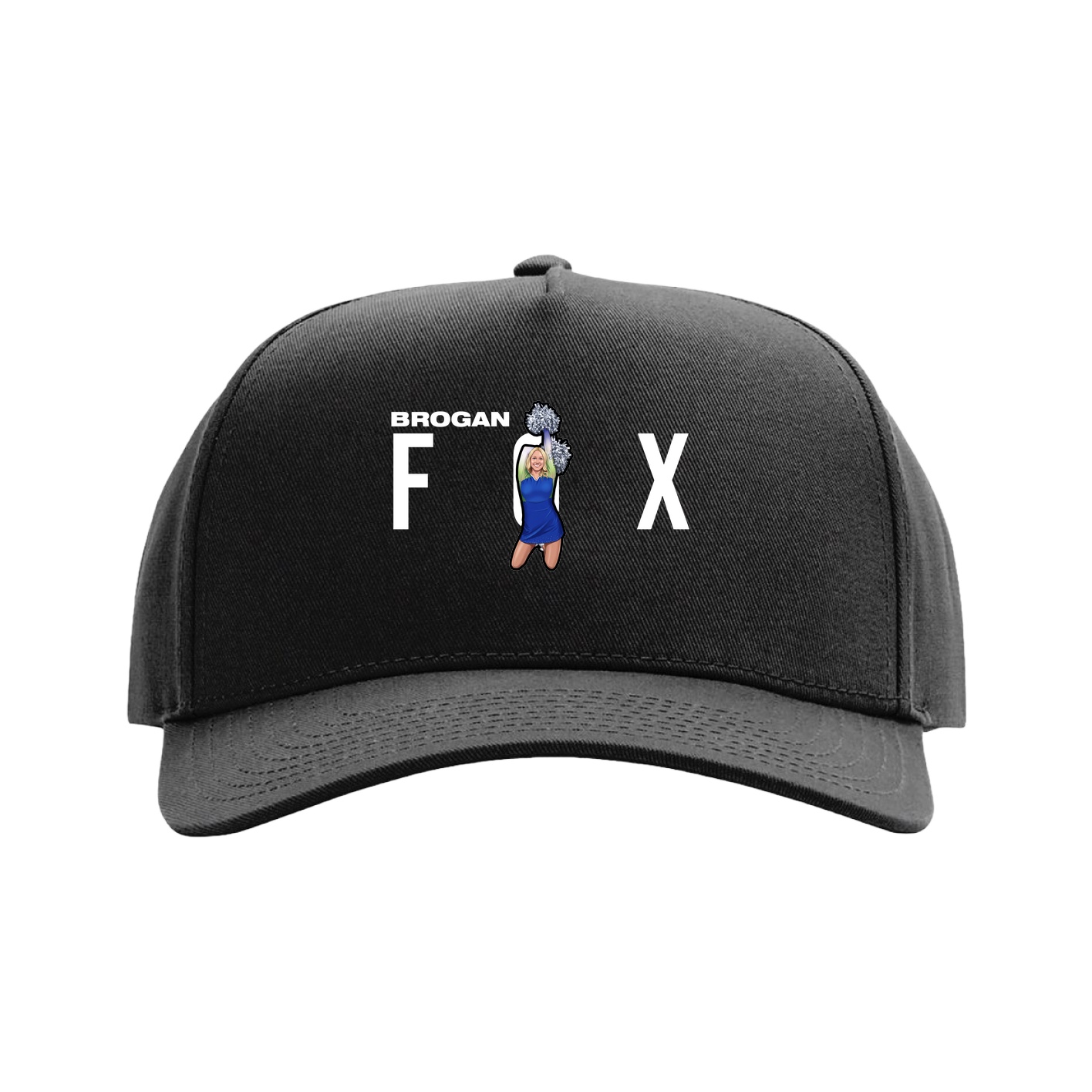 Full Fabric Five-Panel Champ Cap — Player Name in Black