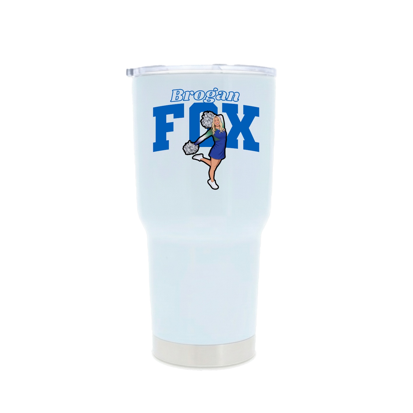 30oz Stainless Steel Tumbler — Name Arch in White
