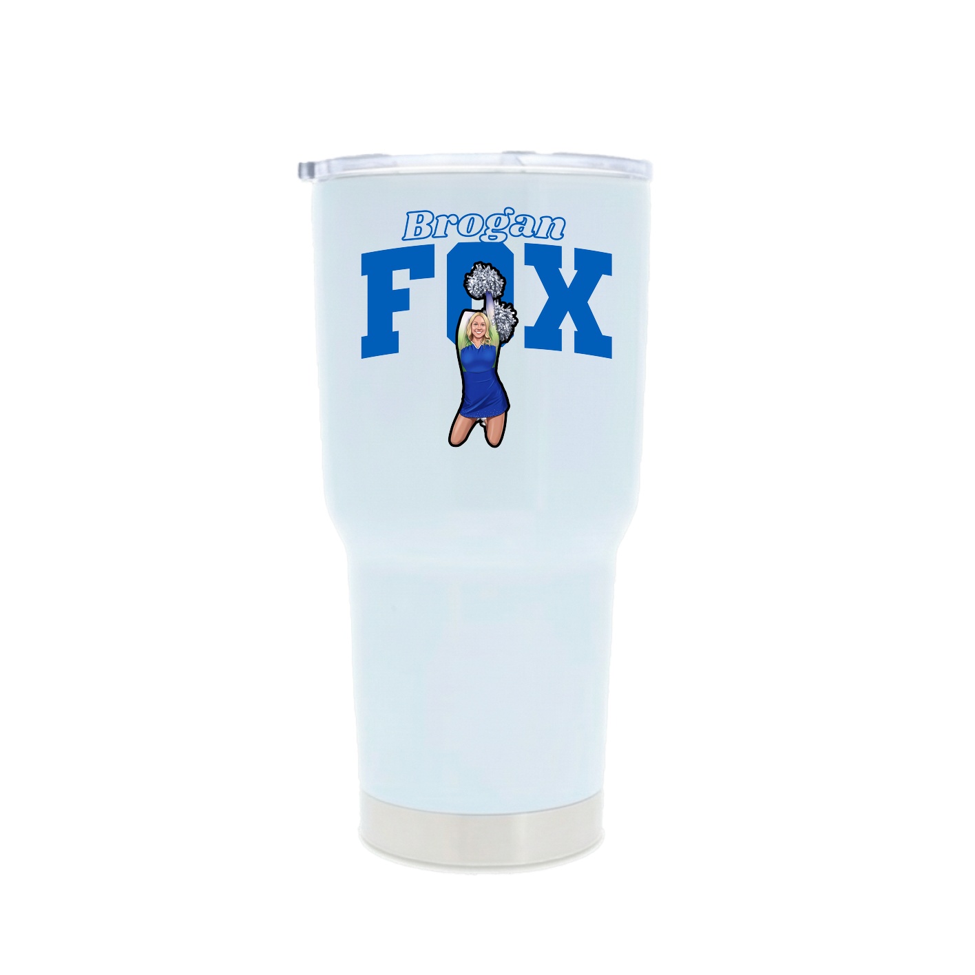 30oz Stainless Steel Tumbler — Name Arch in White