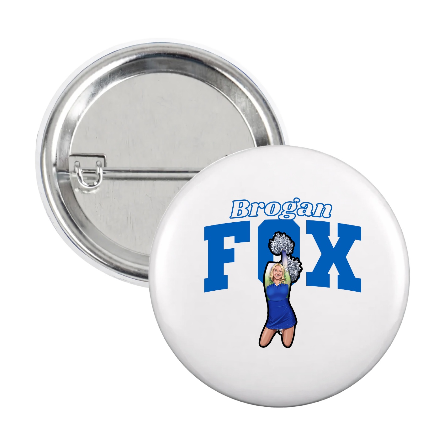 Game Day Button — Name Arch in White