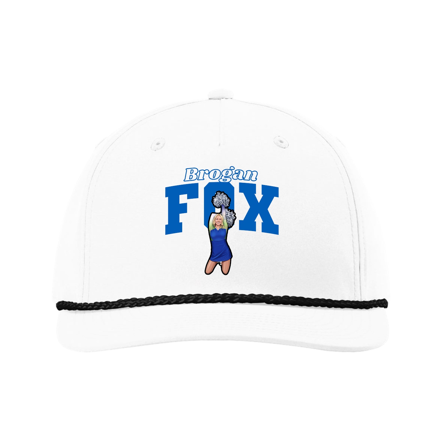 Five-Panel Classic Rope Cap — Name Arch in White
