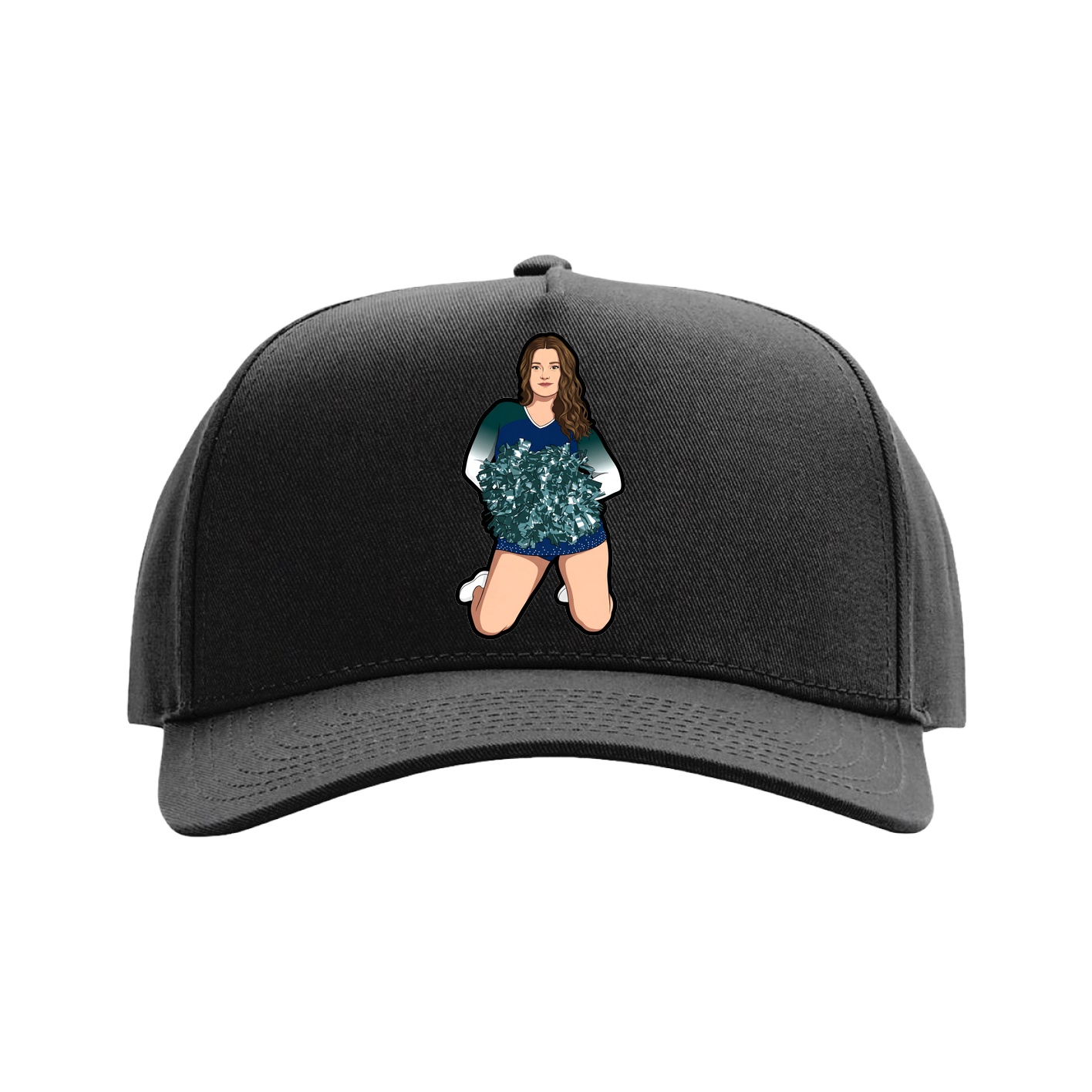 Full Fabric Five-Panel Champ Cap — Name Vertical in Black