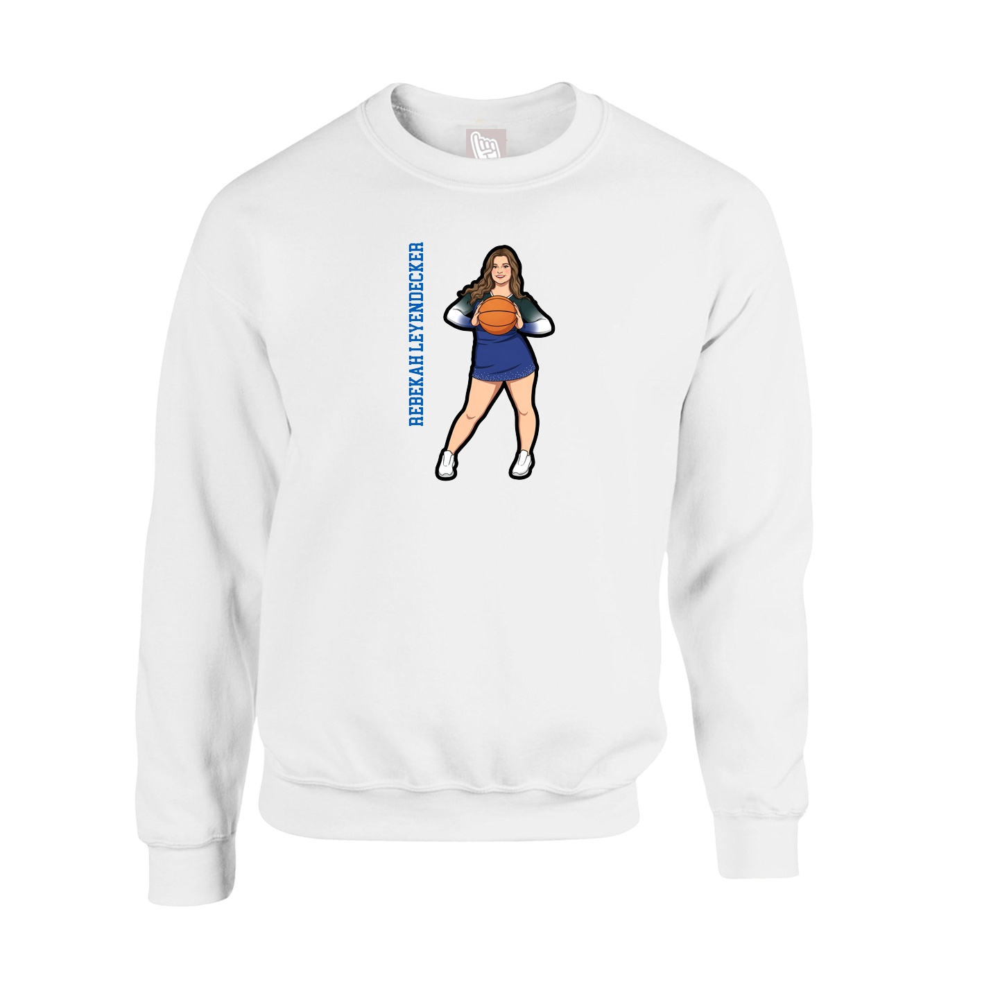 Fleece Crew — Name Vertical in White