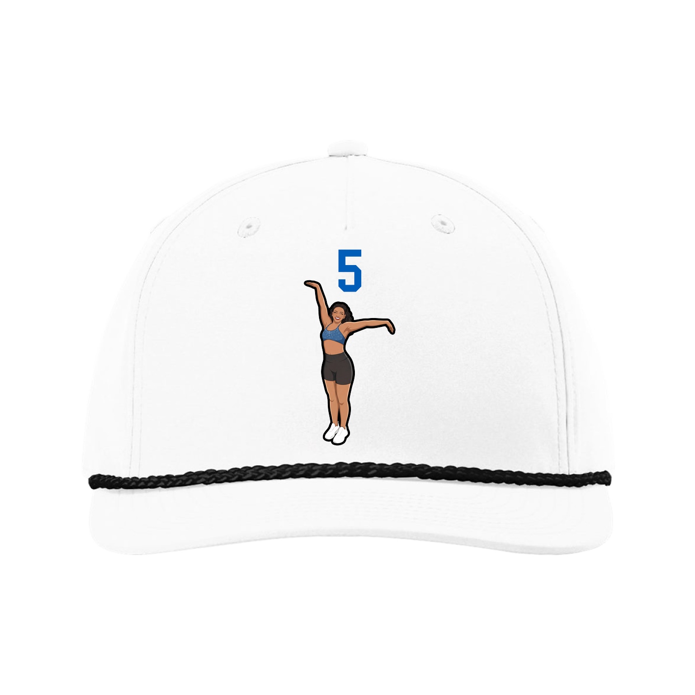 Five-Panel Classic Rope Cap — Number Top in White