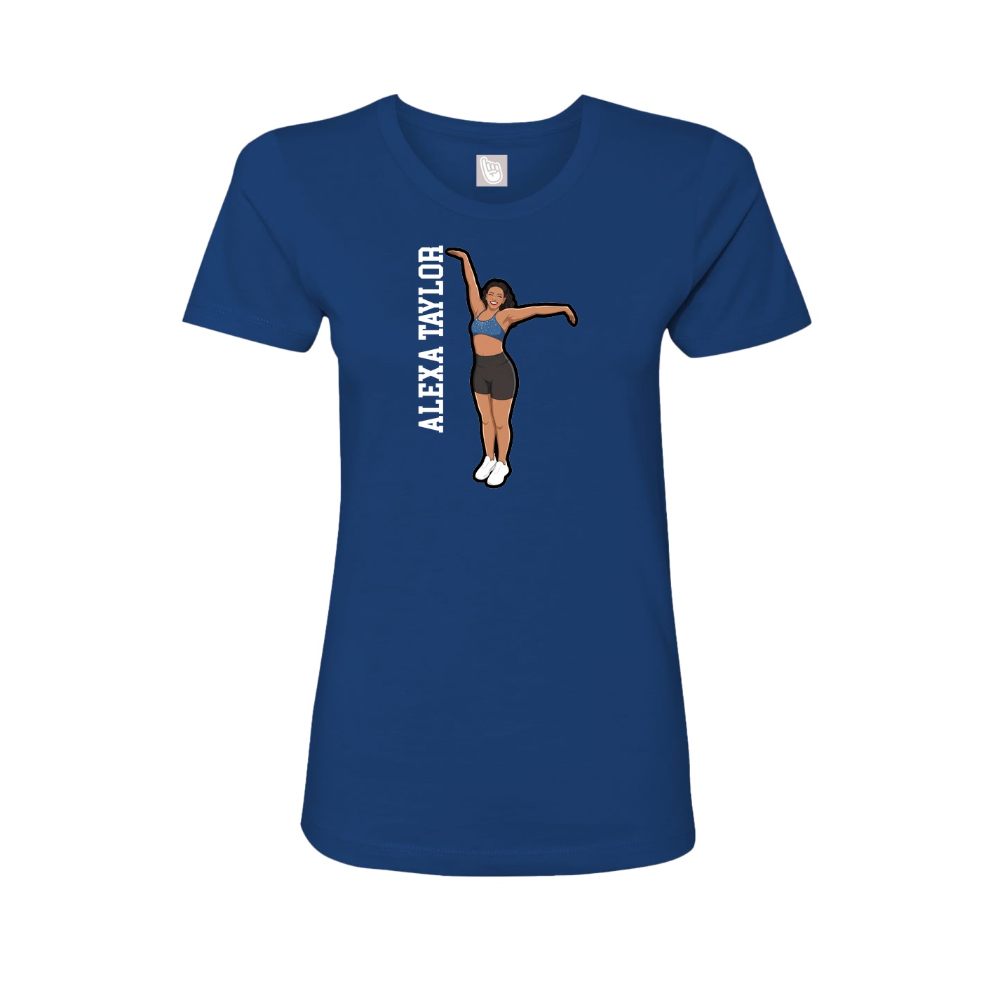 Fitted Women's Tee — Name Vertical in Royal