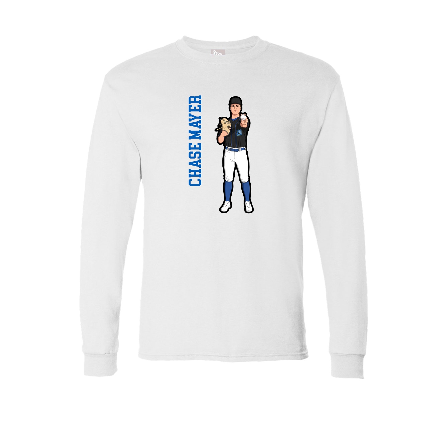 Long Sleeve Tee — Name Vertical in White