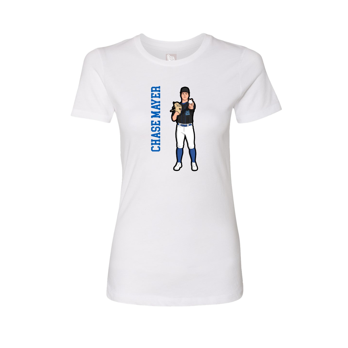 Fitted Women's Tee — Name Vertical in White